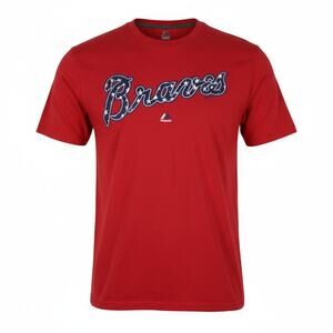 Atlanta Braves T-Shirt Mens XL Red White Blue Majestic Triple Peak Patriotic Tee